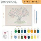 Cherry Blossom Tree punch needle kit, 20 × 24 in (50 × 60 cm): canvas size and kit contents