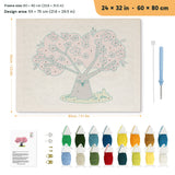Cherry Blossom Tree punch needle kit, 24 × 32 in (60 × 80 cm): canvas size and kit contents