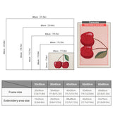 Size chart for punch needle kits from 20 x 30 cm to 60 x 80 cm