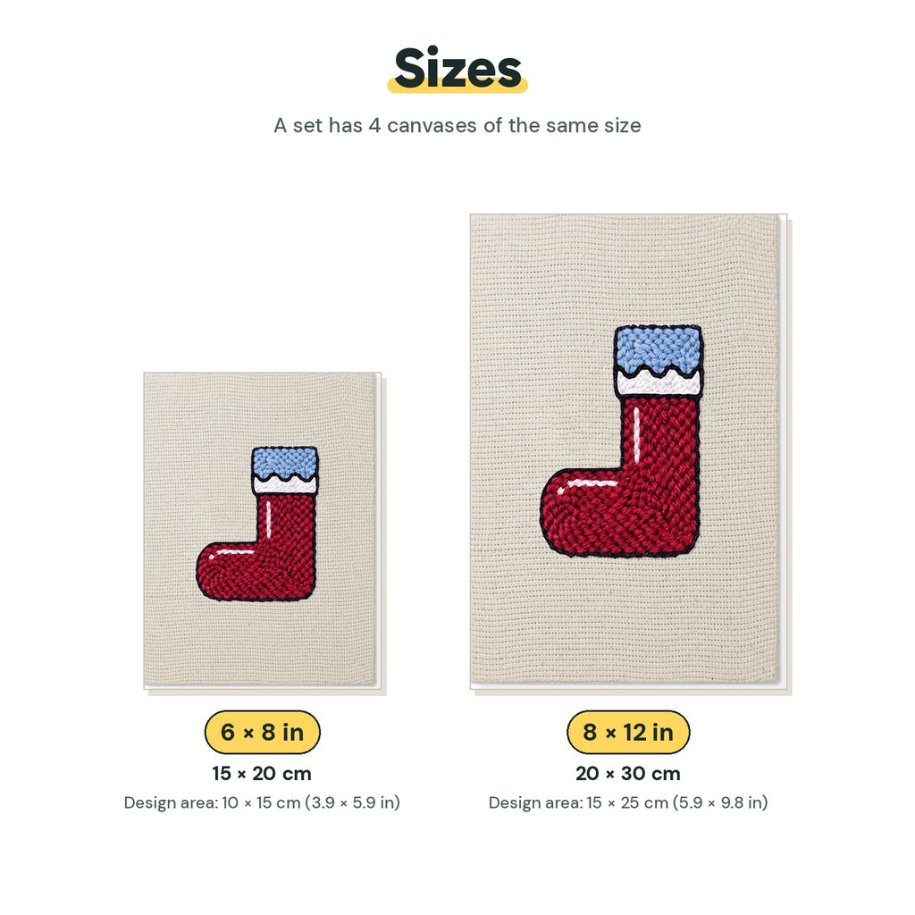 Size chart for the two mini canvas sizes: 6 x 8 in and 8 x 12 in