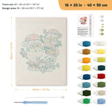 Christmas Pals punch needle kit, 16 × 20 in (40 × 50 cm): canvas size and kit contents