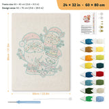 Christmas Pals punch needle kit, 24 × 32 in (60 × 80 cm): canvas size and kit contents