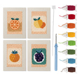 Citrus and Blackberries mini punch needle kit set: four finished canvases with threads, punch needle and threader