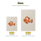 Size chart for the two mini canvas sizes: 6 x 8 in and 8 x 12 in