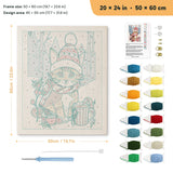 Cocoa Christmas Cat punch needle kit, 20 × 24 in (50 × 60 cm): canvas size and kit contents
