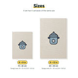Size chart for the two mini canvas sizes: 6 x 8 in and 8 x 12 in