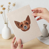 Hand holding a finished Collie and Chihuahua mini canvas