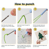 Six steps showing how to thread and use the punch needle