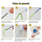 Six steps showing how to thread and use the punch needle