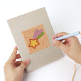 Punching a Comet and Planets mini canvas with the punch needle