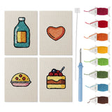 Cookie and Cake mini punch needle kit set: four finished canvases with threads, punch needle and threader