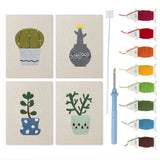Cool Tone Planters mini punch needle kit set: four finished canvases with threads, punch needle and threader