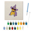 Cool Wizard Cat punch needle kit: finished canvas with threads, punch needle and threader