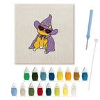 Cool Wizard Cat punch needle kit: finished canvas with threads, punch needle and threader
