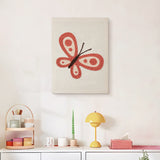 Finished Coral Butterfly punch needle canvas on a wall