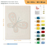 Coral Butterfly punch needle kit, 24 × 32 in (60 × 80 cm): canvas size and kit contents