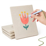 Hand punching one of the Coral Spring Blooms mini canvases