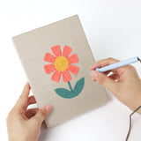 Punching a Coral Spring Blooms mini canvas with the punch needle