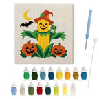 Corn Cob Scarecrow punch needle kit: finished canvas with threads, punch needle and threader