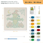 Corn Cob Scarecrow punch needle kit, 20 × 20 in (50 × 50 cm): canvas size and kit contents