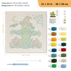 Corn Cob Scarecrow punch needle kit, 24 × 24 in (60 × 60 cm): canvas size and kit contents