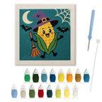Corn Cob Witch punch needle kit: finished canvas with threads, punch needle and threader