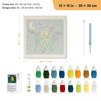 Corn Cob Witch punch needle kit, 12 × 12 in (30 × 30 cm): canvas size and kit contents