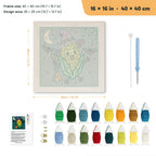 Corn Cob Witch punch needle kit, 16 × 16 in (40 × 40 cm): canvas size and kit contents
