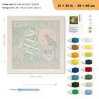 Corn of the Dead punch needle kit, 24 × 24 in (60 × 60 cm): canvas size and kit contents