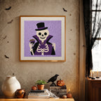Finished Count Skeleton punch needle canvas on a wall