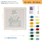 Count Skeleton punch needle kit, 20 × 20 in (50 × 50 cm): canvas size and kit contents