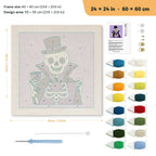 Count Skeleton punch needle kit, 24 × 24 in (60 × 60 cm): canvas size and kit contents