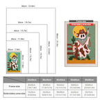 Size chart for punch needle kits from 20 x 30 cm to 60 x 80 cm