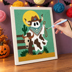 Punching the Cowboy Ghost design with the punch needle