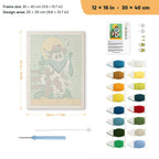 Cowboy Ghost punch needle kit, 12 × 16 in (30 × 40 cm): canvas size and kit contents