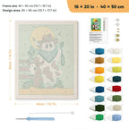 Cowboy Ghost punch needle kit, 16 × 20 in (40 × 50 cm): canvas size and kit contents