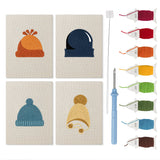 Cozy Beanies mini punch needle kit set: four finished canvases with threads, punch needle and threader