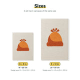 Size chart for the two mini canvas sizes: 6 x 8 in and 8 x 12 in