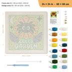 Creep Garden Spider punch needle kit, 24 × 24 in (60 × 60 cm): canvas size and kit contents