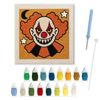 Creepy Clown punch needle kit: finished canvas with threads, punch needle and threader