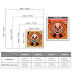 Size chart for square punch needle kits from 30 x 30 cm to 60 x 60 cm