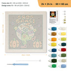 Crop Dance Scarecrow punch needle kit, 24 × 24 in (60 × 60 cm): canvas size and kit contents