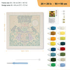 Crow King Scarecrow punch needle kit, 20 × 20 in (50 × 50 cm): canvas size and kit contents