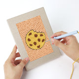 Punching a Cupcake and Donut mini canvas with the punch needle