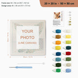 Custom punch needle kit, 20 × 20 in (50 × 50 cm): canvas size and kit contents