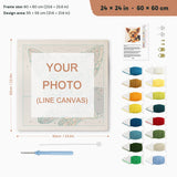 Custom punch needle kit, 24 × 24 in (60 × 60 cm): canvas size and kit contents