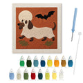 Dachshund Ghost punch needle kit: finished canvas with threads, punch needle and threader