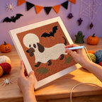 Punching the Dachshund Ghost design with the punch needle