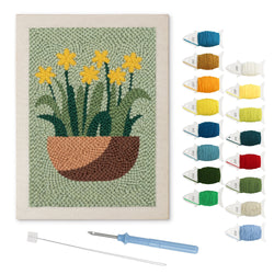 Daffodil Bowl punch needle kit: finished canvas with threads, punch needle and threader