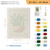 Daffodil Bowl punch needle kit, 16 × 20 in (40 × 50 cm): canvas size and kit contents